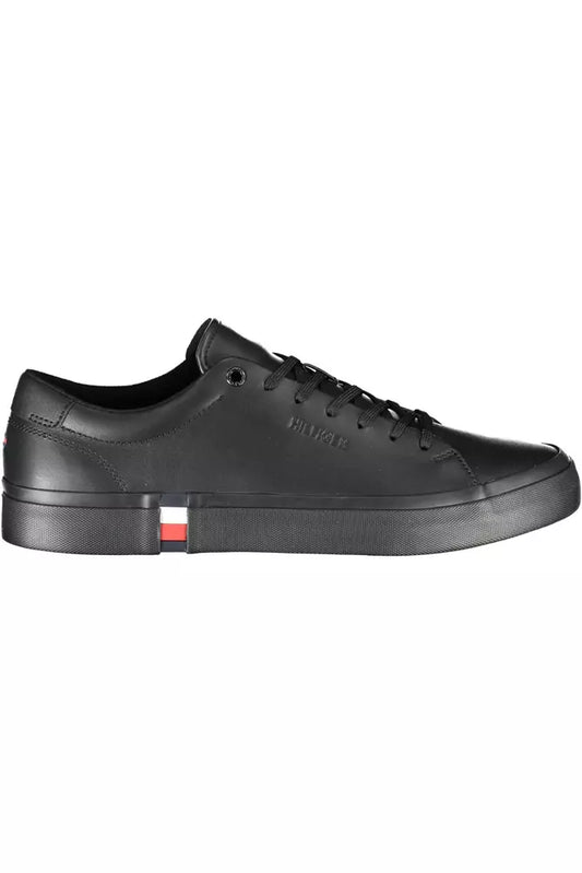 Tommy Hilfiger Schwarzes Leder Herren Sneaker