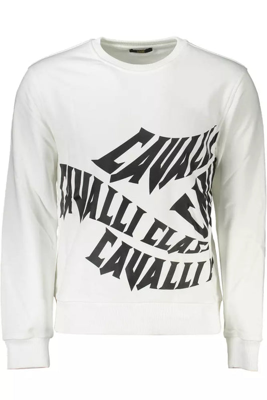 Cavalli Class Weißer Baumwollpullover für Männer