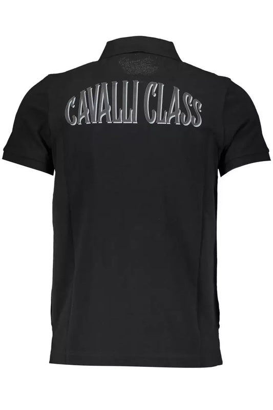 Cavalli Class Schwarzes Baumwoll-Poloshirt für Männer