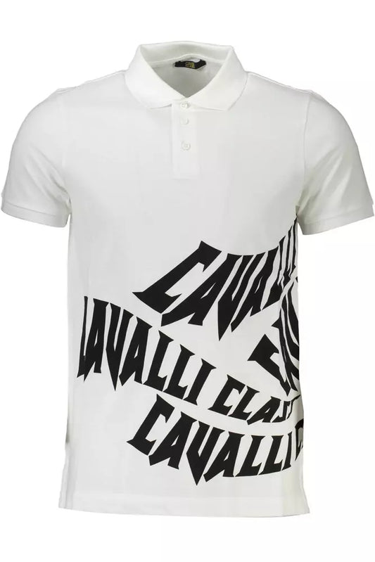 Cavalli Class Weißes Baumwoll-Polo für Männer