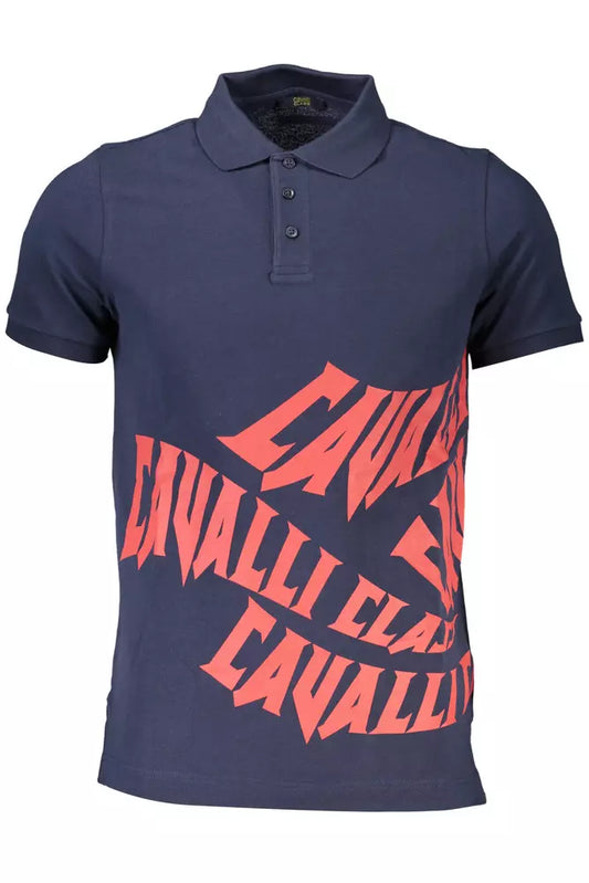 Cavalli Class Blaues Baumwoll-Poloshirt für Männer