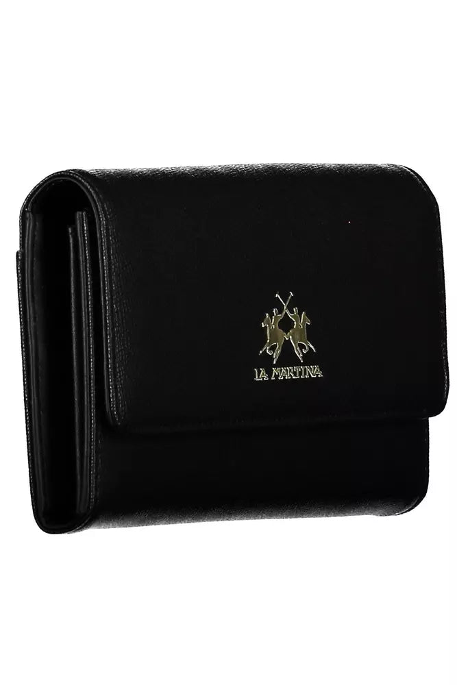 La Martina Elegant wallet in black polyethylene with logo