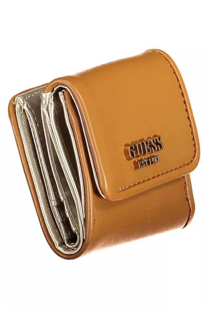 Guess Jeans Chic brown wallet with snap closure and contrasting trim