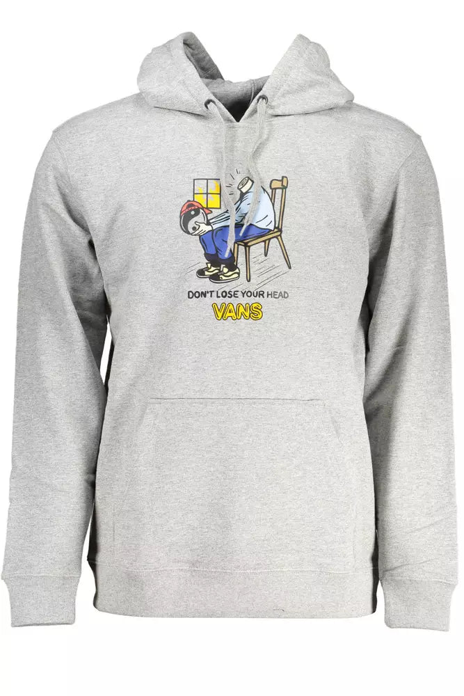 Vans Kapüşonlu ve orta cepli düz gri sweatshirt