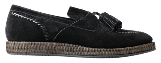 Dolce & Gabbana Elegante Schwarze Wildleder Espadrilles Sneakers