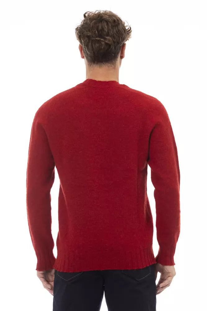 Alpha Studio Crimson Wool Crew Neck Jumper - Cozy Elegance