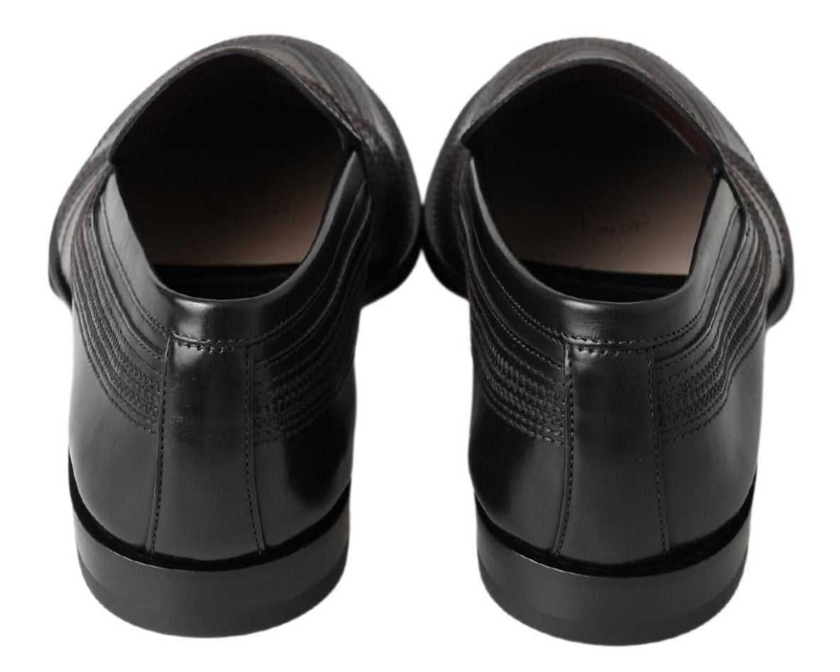 Dolce & Gabbana Elegante Slipper aus schwarzem Leder