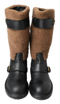 Load image into Gallery viewer, Dolce & Gabbana Long boots in black shearling leather
