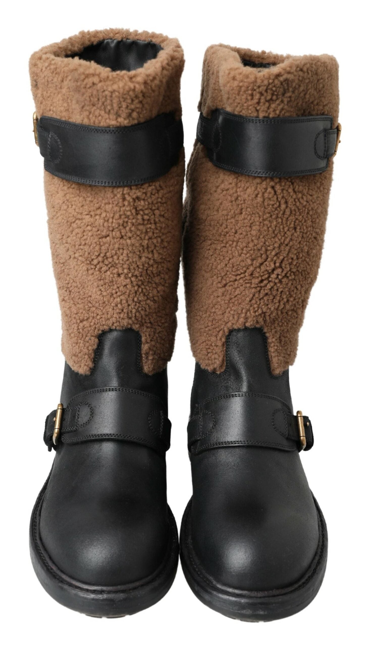 Dolce &amp; Gabbana Long boots in black shearling leather