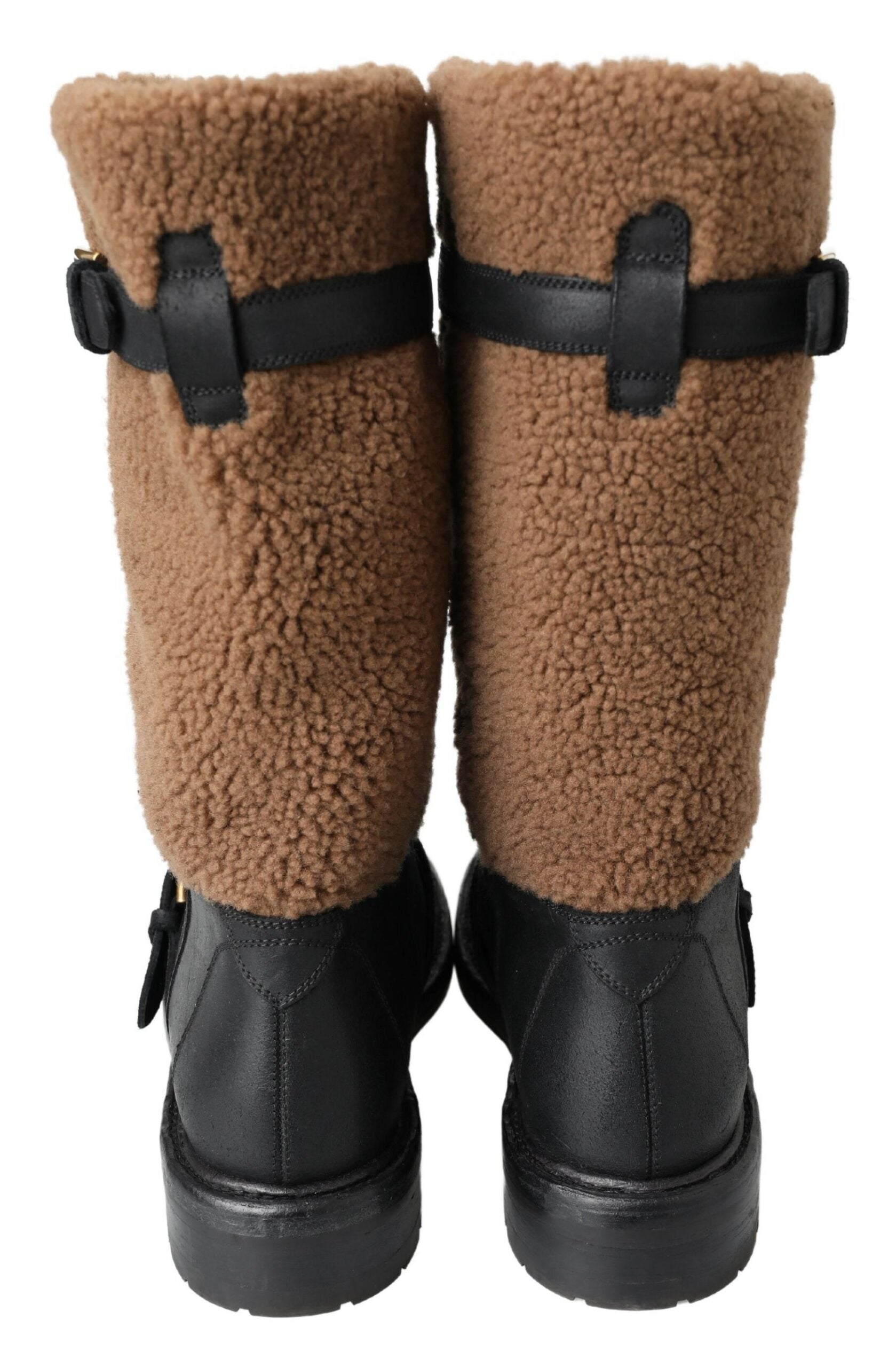 Dolce &amp; Gabbana Long boots in black shearling leather