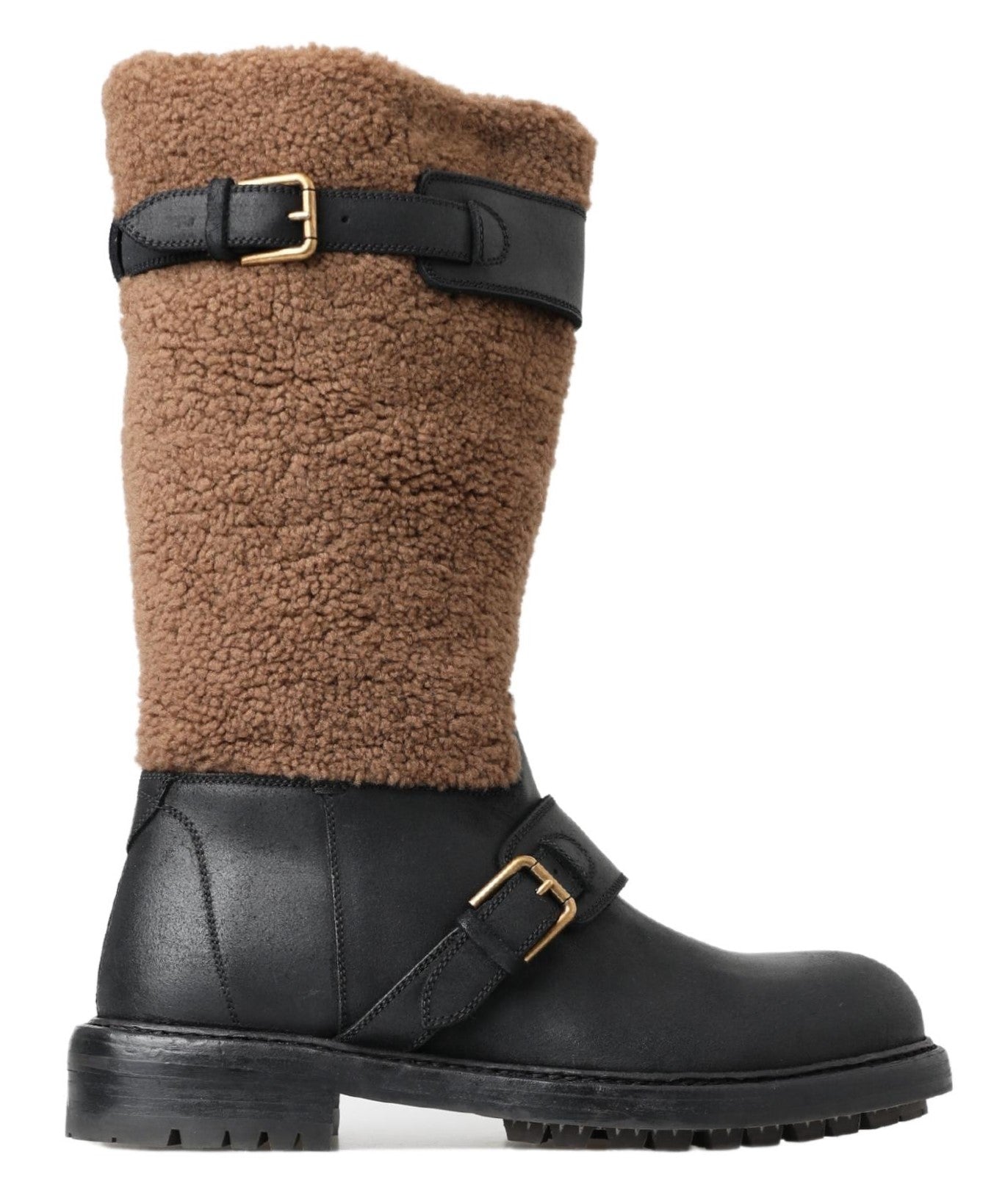 Dolce &amp; Gabbana Long boots in black shearling leather