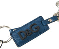 Load image into Gallery viewer, Dolce & Gabbana Elegant keychain made of blue leather with silver accents
