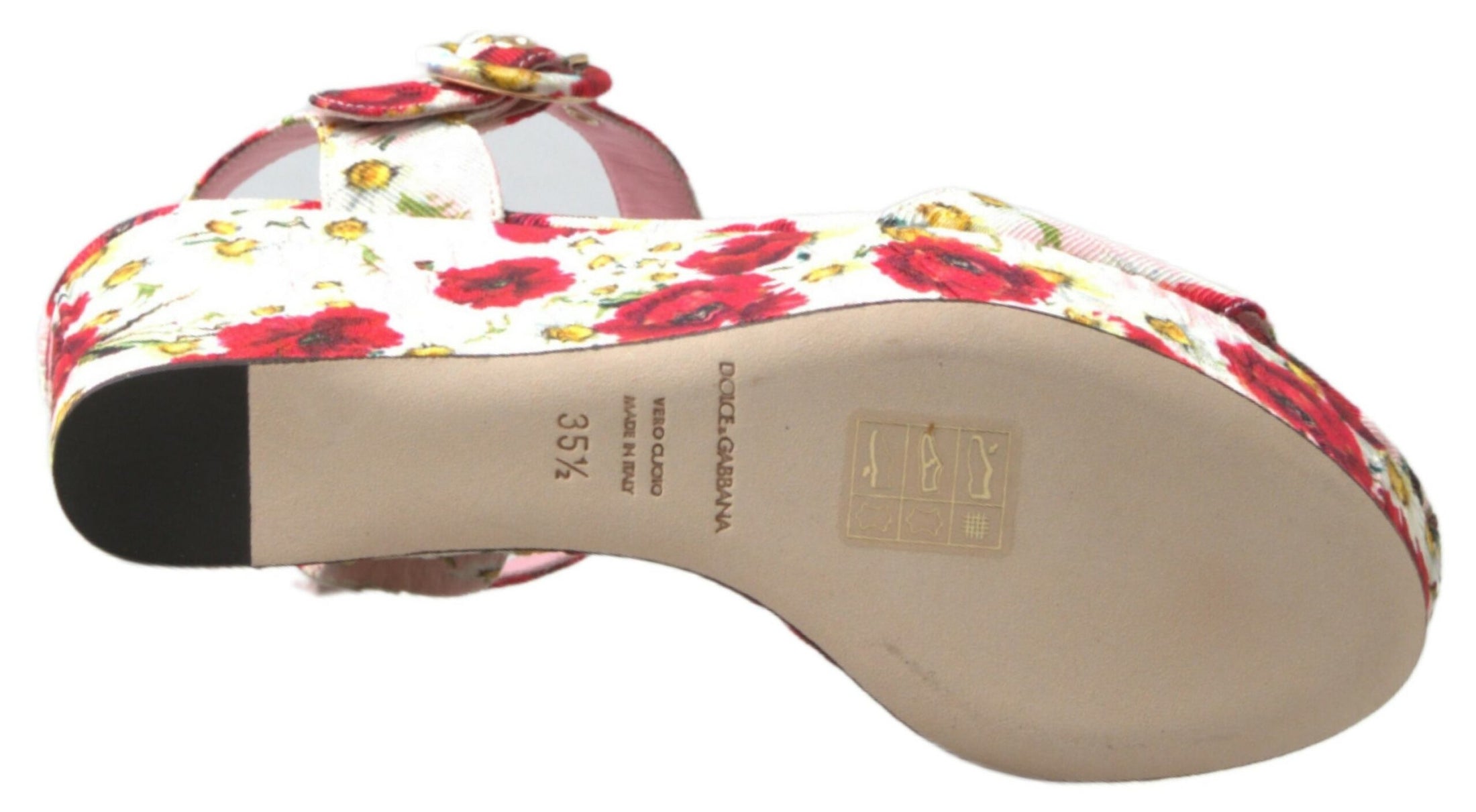 Dolce & Gabbana Florale Keilsandalen mit Knöchelriemen