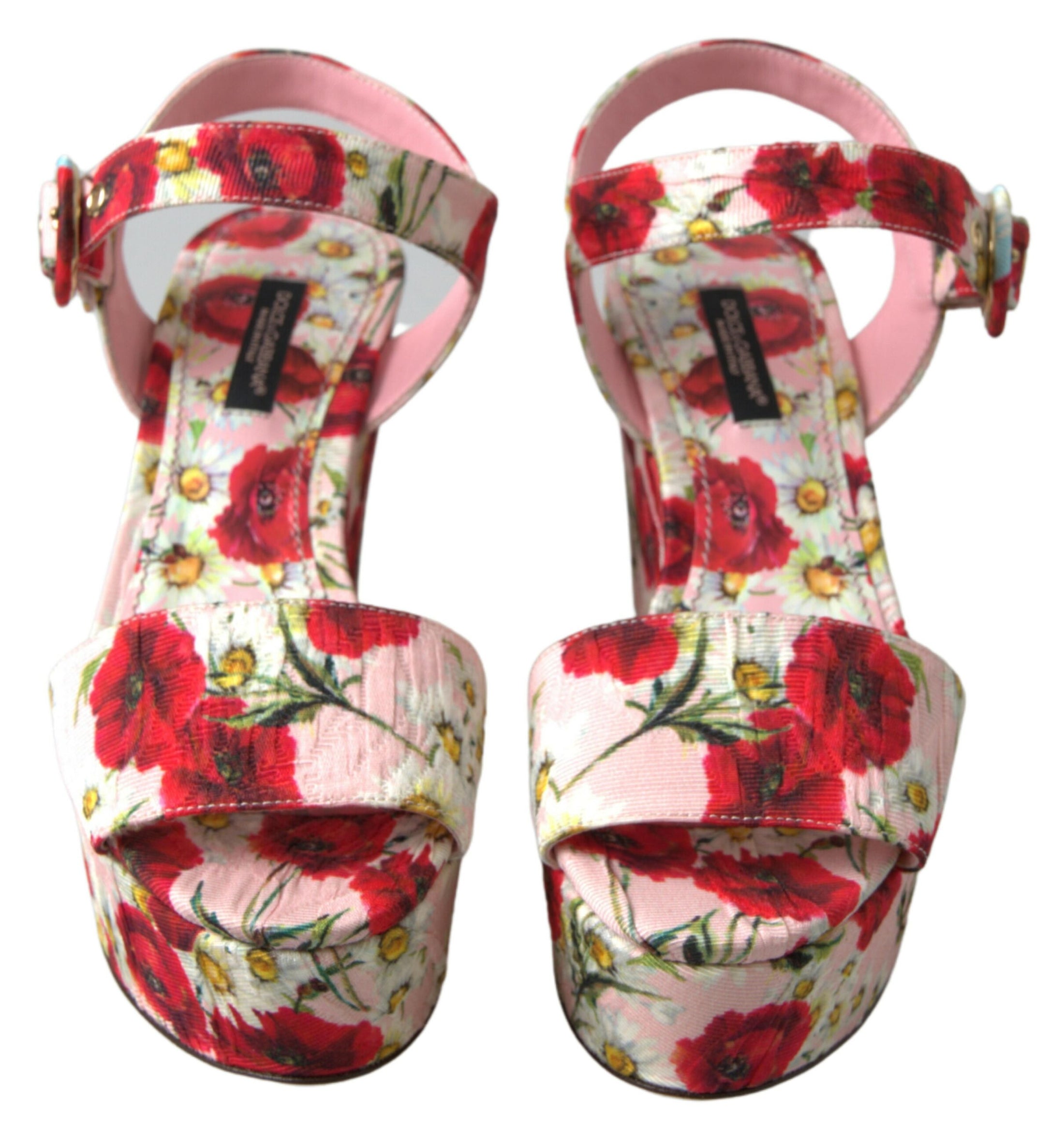 Dolce & Gabbana Florale Keilsandalen mit Knöchelriemen