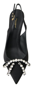 Load image into Gallery viewer, Dolce & Gabbana Verschönerte schwarze Slingback Heels Pumps
