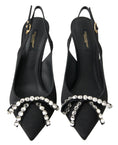 Load image into Gallery viewer, Dolce & Gabbana Verschönerte schwarze Slingback Heels Pumps
