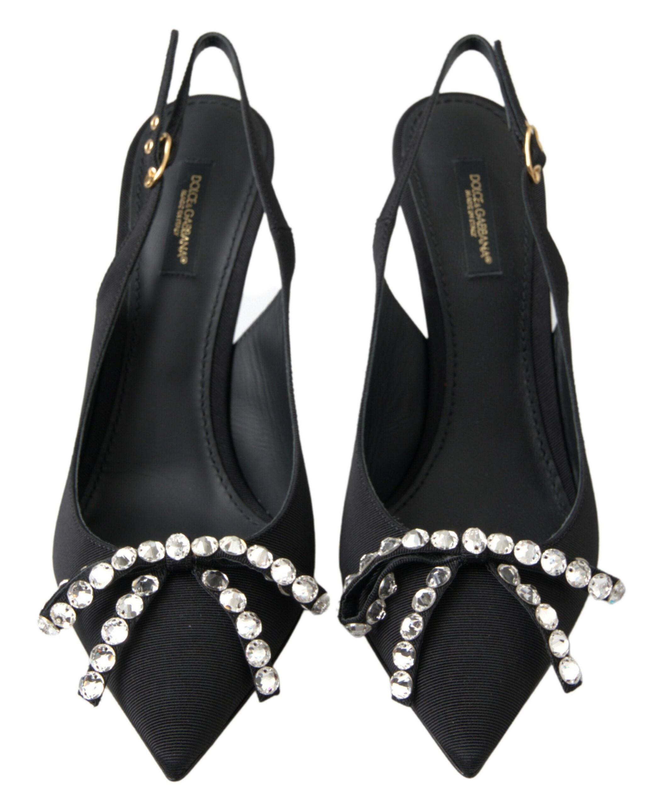 Dolce & Gabbana Verschönerte schwarze Slingback Heels Pumps