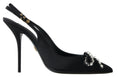 Load image into Gallery viewer, Dolce & Gabbana Verschönerte schwarze Slingback Heels Pumps
