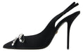 Load image into Gallery viewer, Dolce & Gabbana Verschönerte schwarze Slingback Heels Pumps
