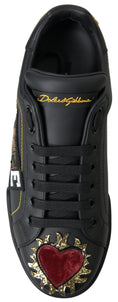 Load image into Gallery viewer, Dolce & Gabbana Elegant Portofino Leather Sneakers - Black Multicolor
