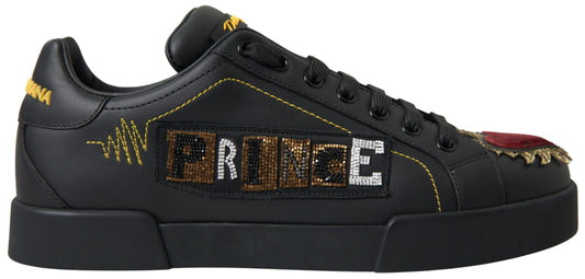 Dolce &amp; Gabbana Elegant Portofino Leather Sneakers - Black Multicolor