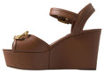 Load image into Gallery viewer, Dolce & Gabbana Schicke braune Leder-Knöchelriemen-Wedges
