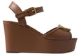 Load image into Gallery viewer, Dolce & Gabbana Schicke braune Leder-Knöchelriemen-Wedges
