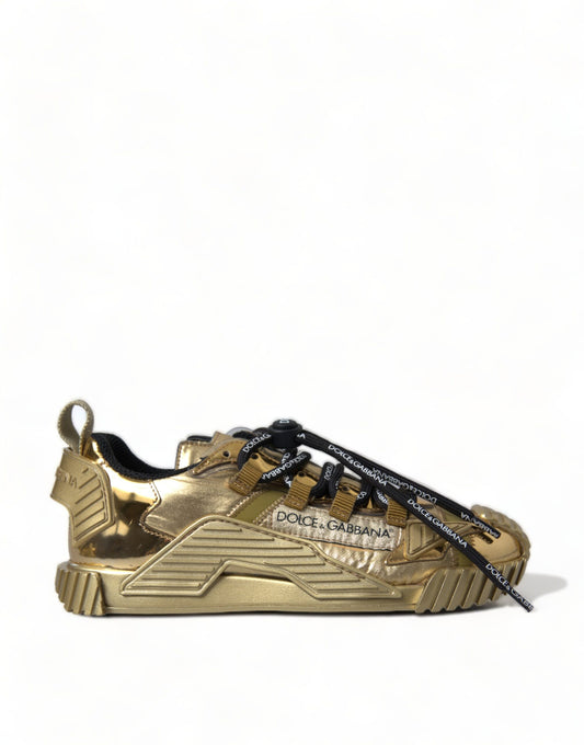 Dolce & Gabbana Glänzende goldfarbene Luxus-Sneakers