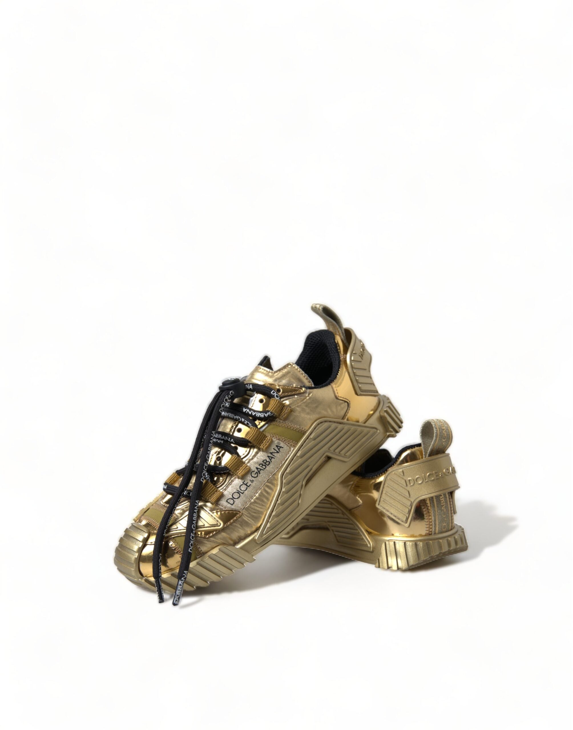 Dolce & Gabbana Glänzende goldfarbene Luxus-Sneakers