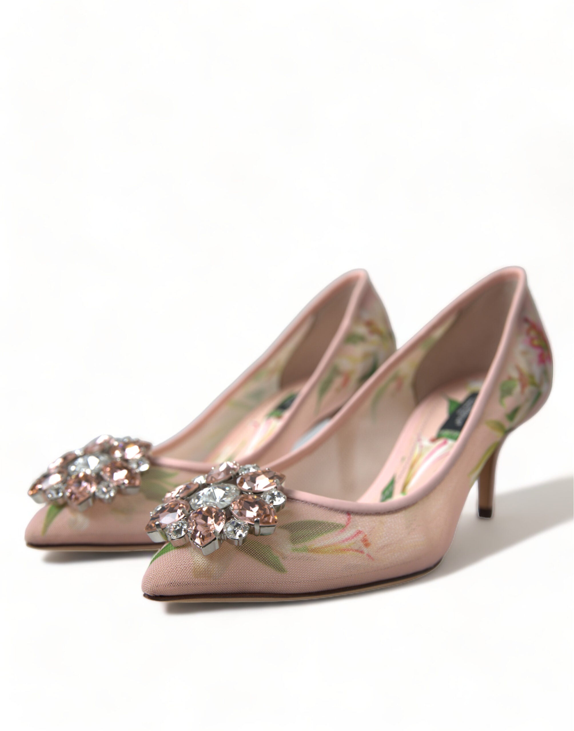 Dolce & Gabbana Elegante Rosa Floral Kristall Pumps