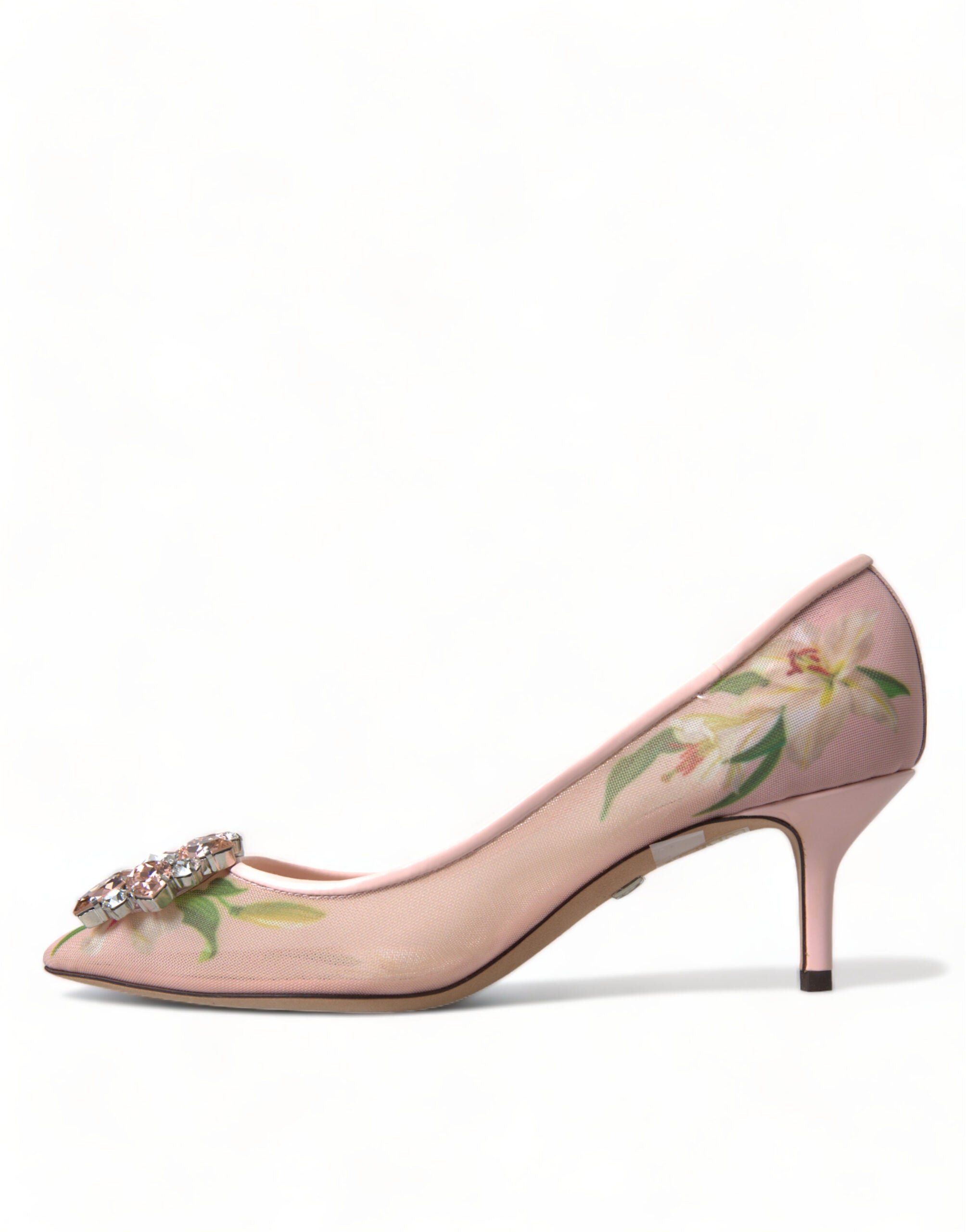 Dolce & Gabbana Elegante Rosa Floral Kristall Pumps