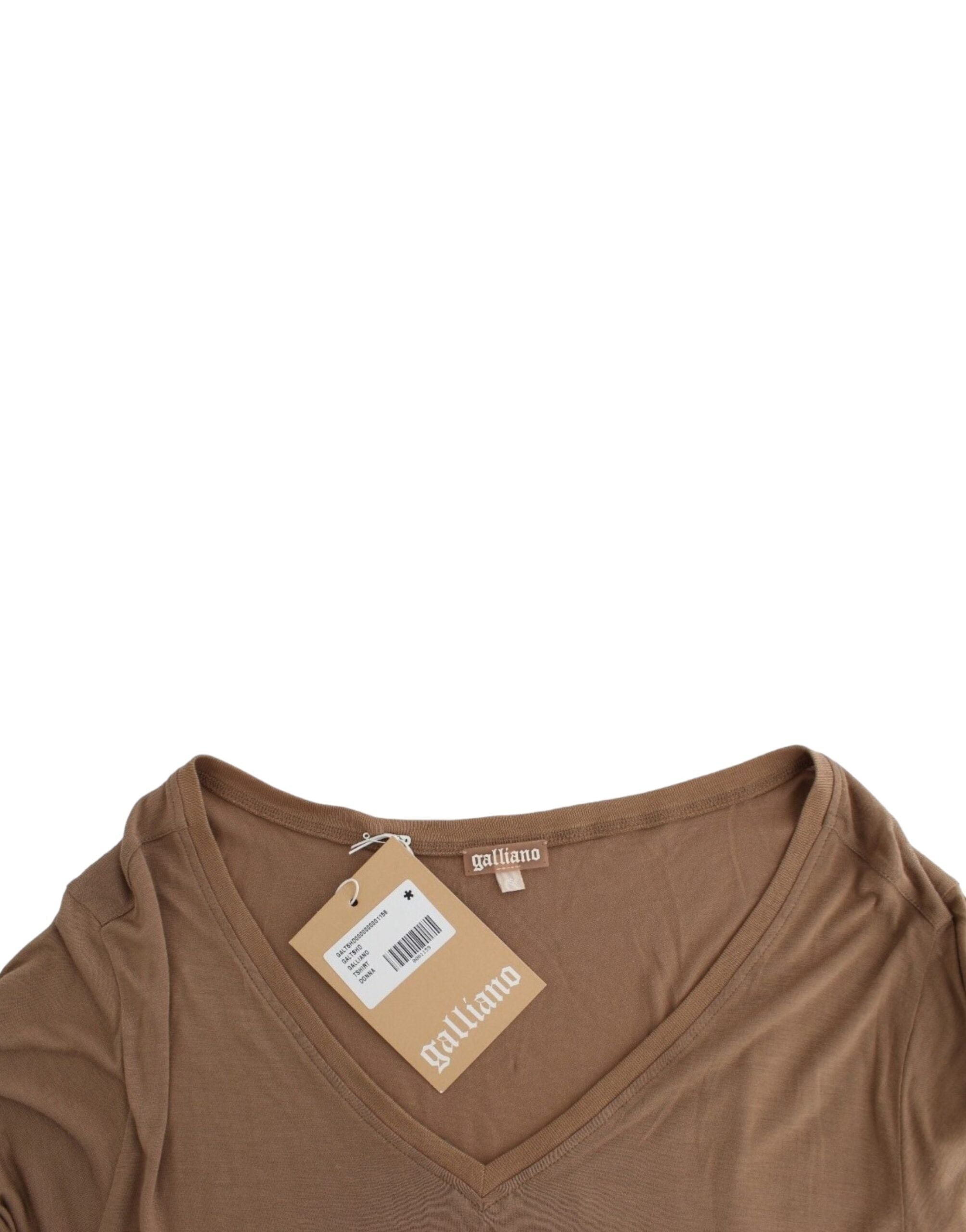 John Galliano Elegant short sleeve brown rayon top