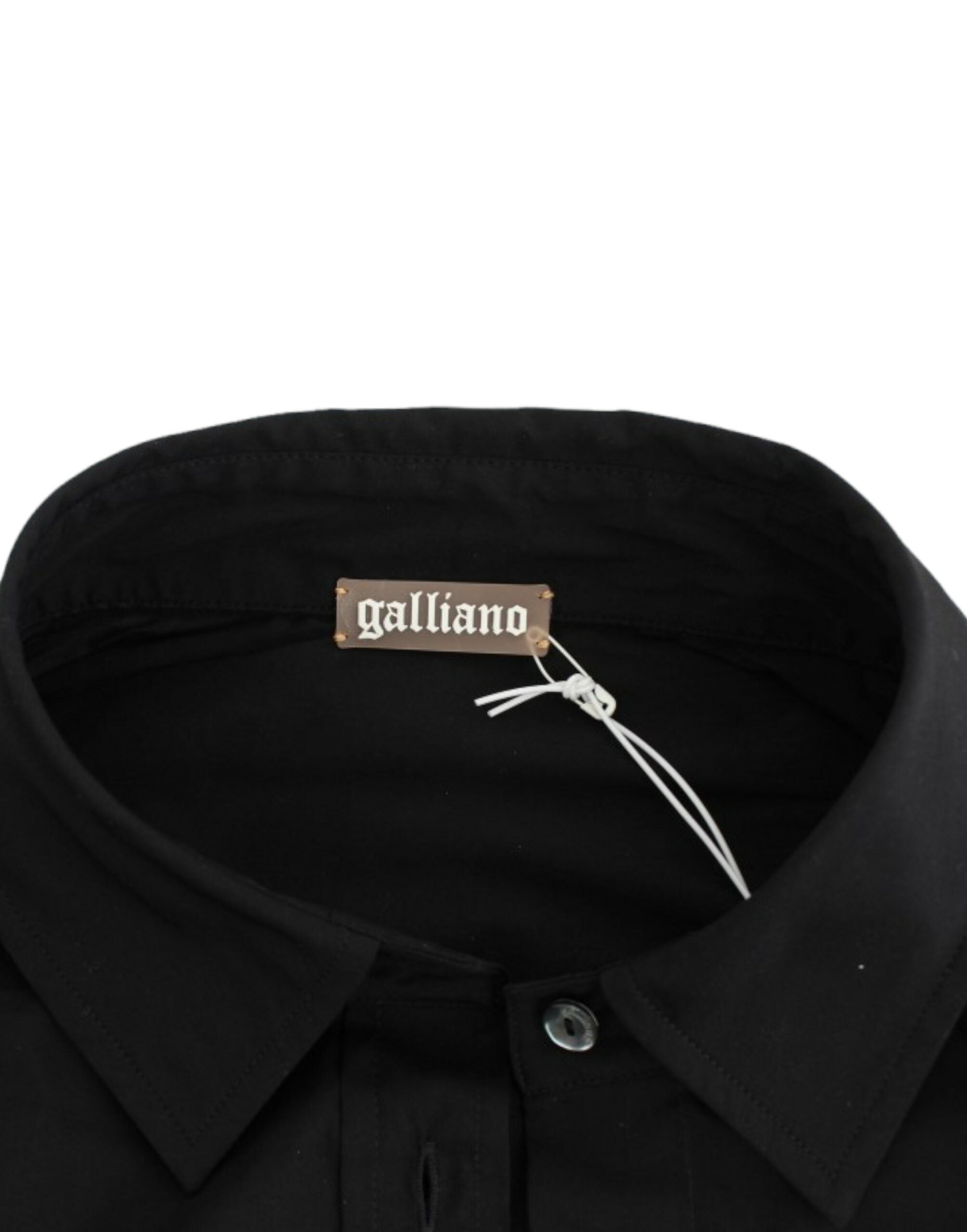 John Galliano Elegante schwarze Baumwoll-Stretch-Kurzarmbluse