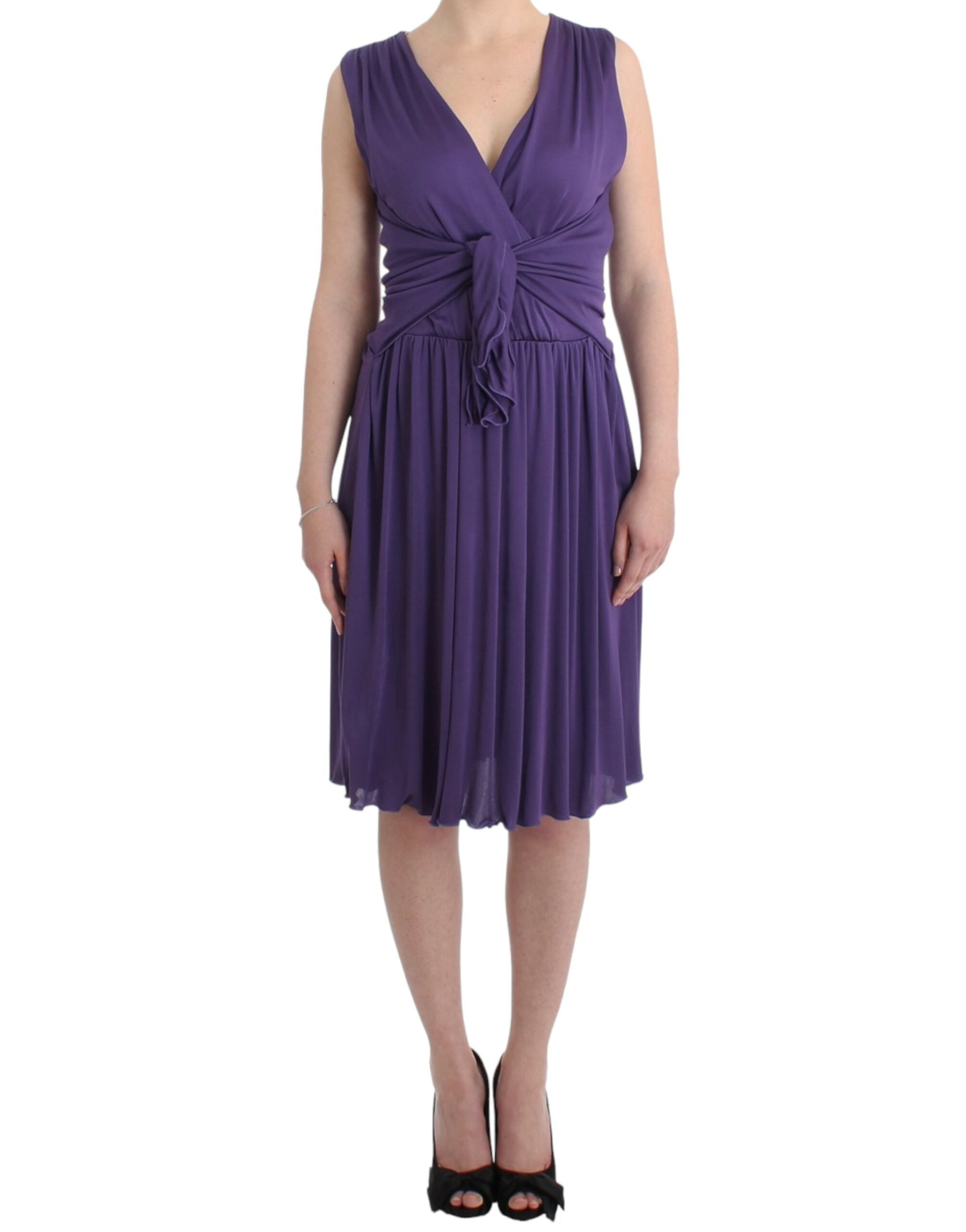 John Galliano Elegantes knielanges Jersey-Kleid in Lila