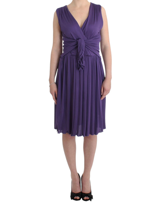 John Galliano Elegantes knielanges Jersey-Kleid in Lila