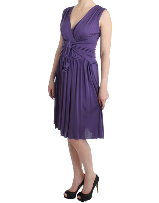 John Galliano Elegantes knielanges Jersey-Kleid in Lila