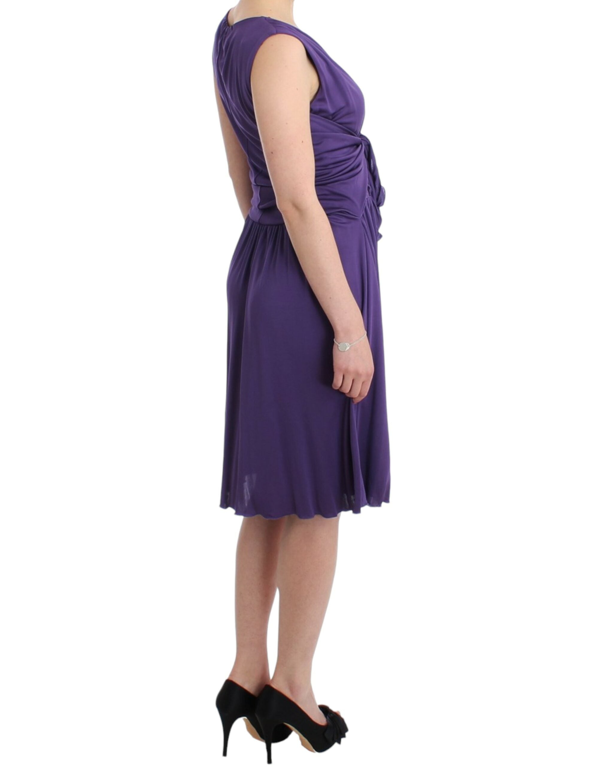 John Galliano Elegantes knielanges Jersey-Kleid in Lila