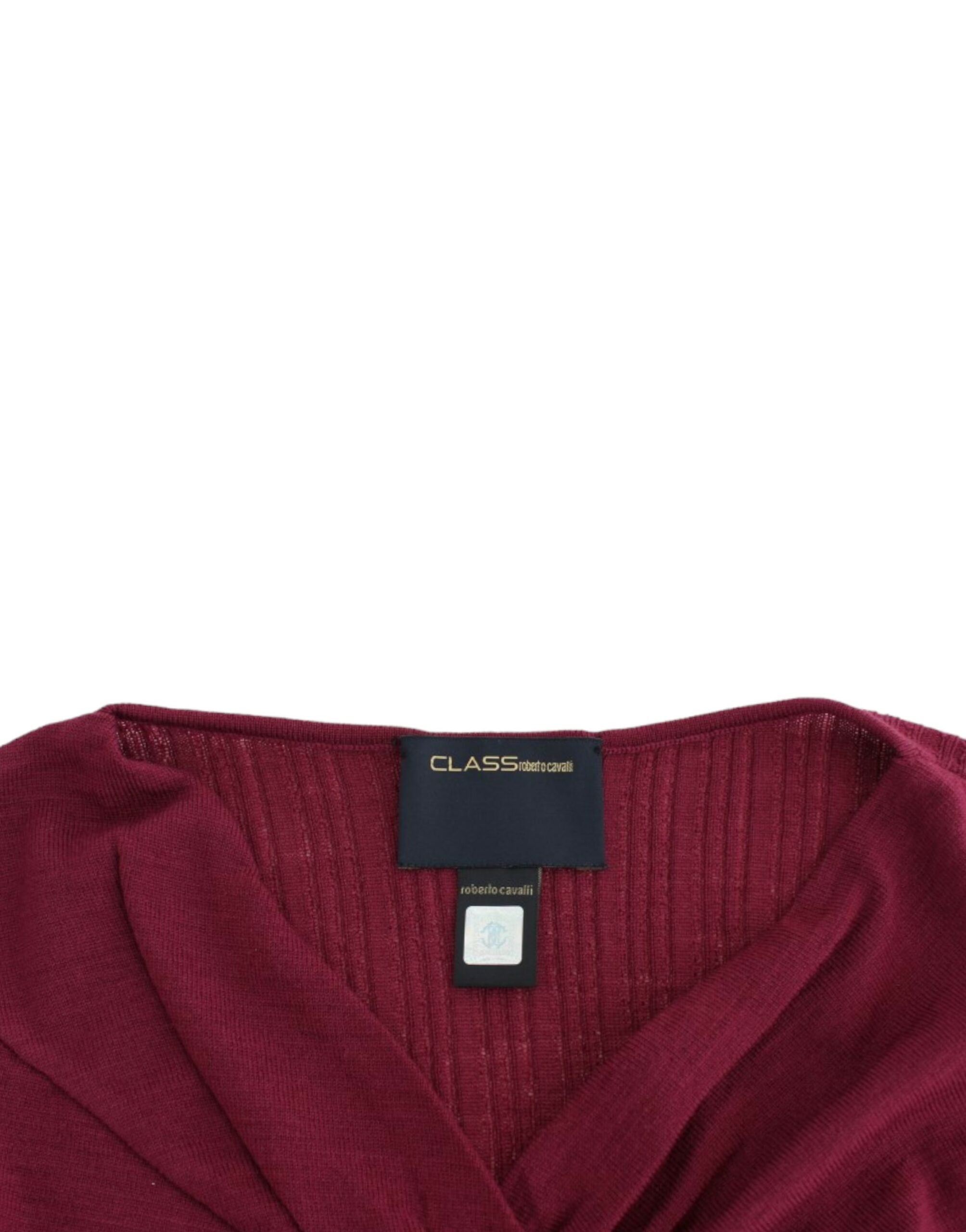 Cavalli Elegant purple wool sweater with keyhole