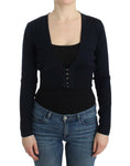 Load image into Gallery viewer, Cavalli Elegant black cropped cardigan made of virgin wool
