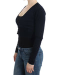 Load image into Gallery viewer, Cavalli Elegant black cropped cardigan made of virgin wool
