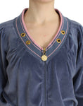 Load image into Gallery viewer, Cavalli Elegant blue cardigan with zip and gold details
