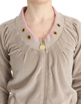 Load image into Gallery viewer, Cavalli beige zip-up cardigan with gold accents
