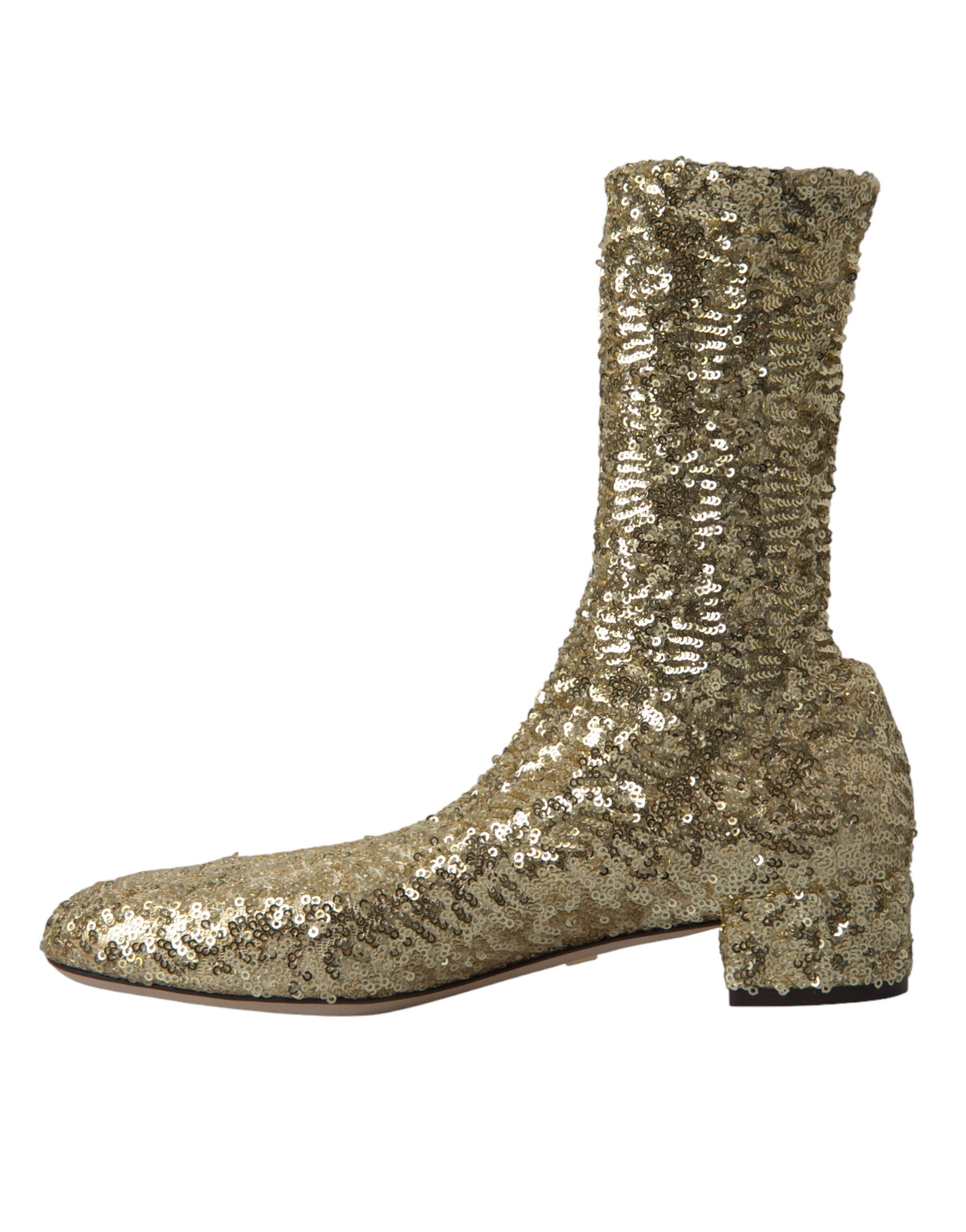 Dolce & Gabbana Elegante goldene Stiefel mit mittlerer Wade Exklusives Design