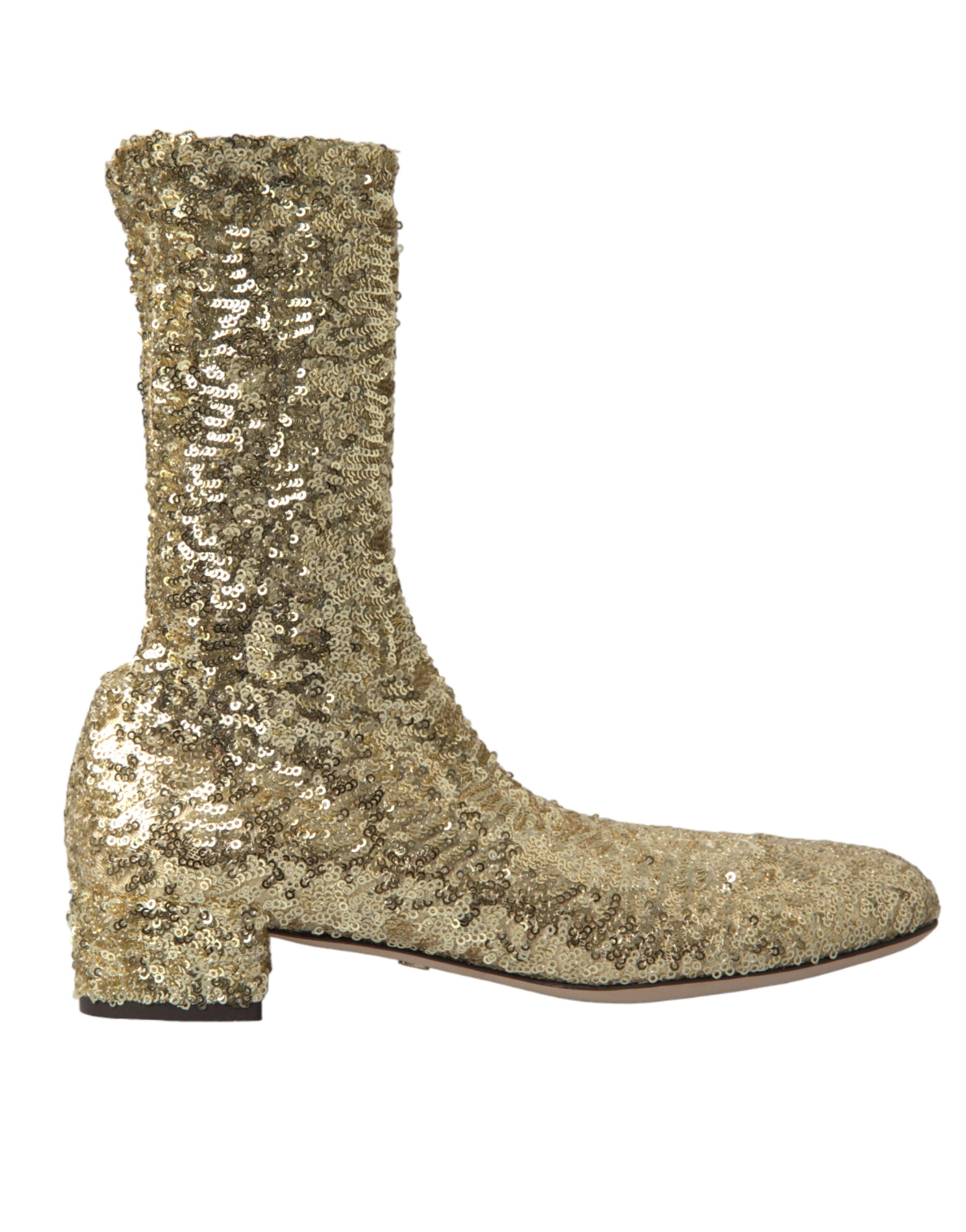 Dolce & Gabbana Elegante goldene Stiefel mit mittlerer Wade Exklusives Design