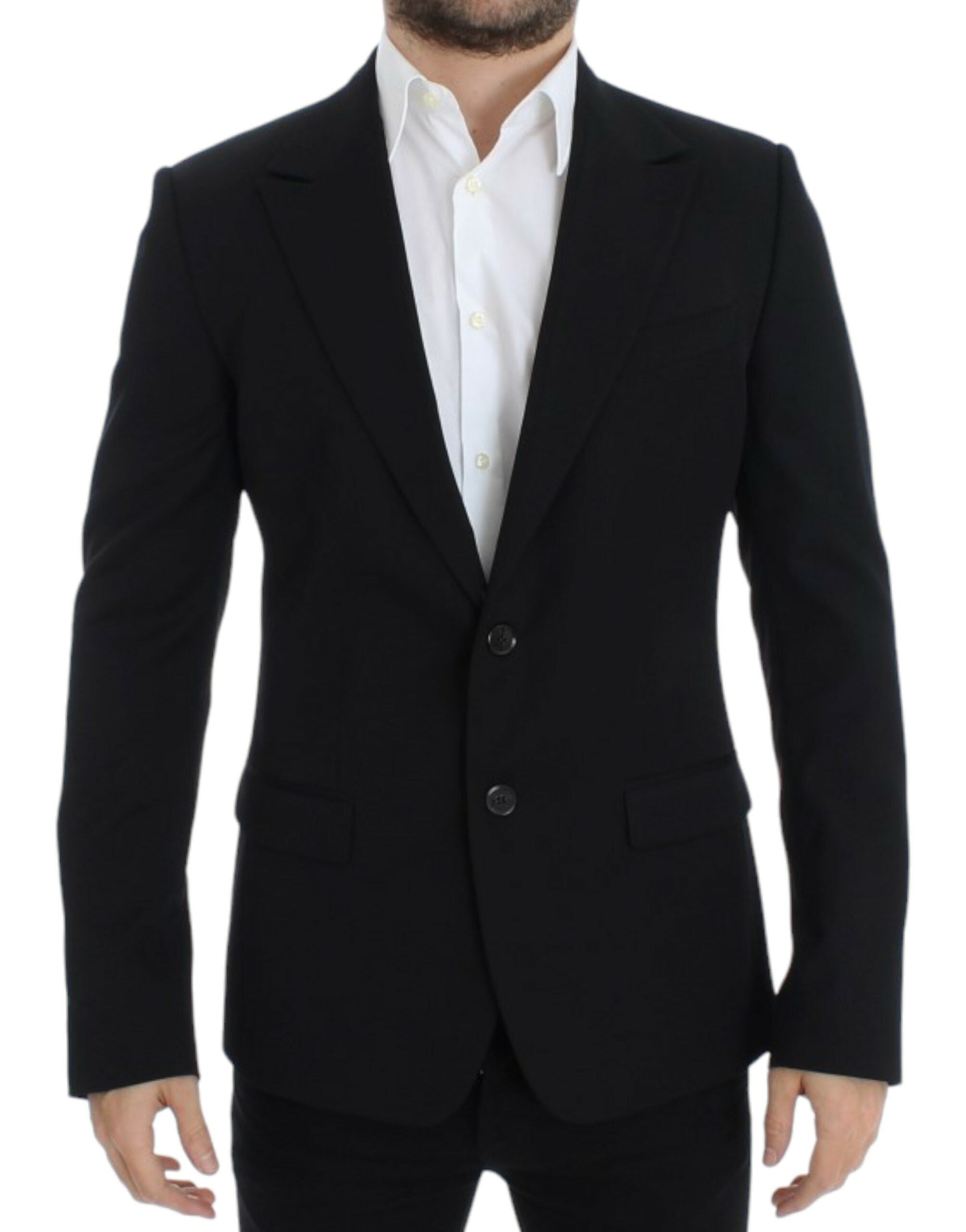 Dolce & Gabbana Eleganter, schmal geschnittener Blazer aus schwarzer Wolle