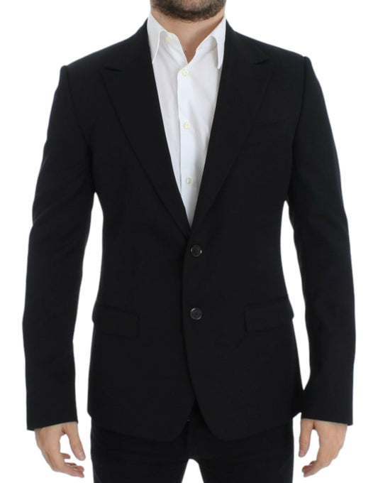 Dolce & Gabbana Eleganter, schmal geschnittener Blazer aus schwarzer Wolle