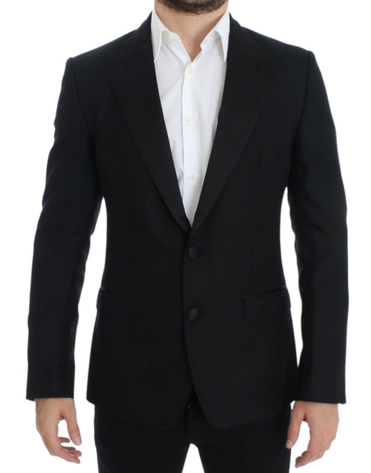 Dolce & Gabbana Eleganter schwarzer Blazer aus Seidenmischung Sicilia