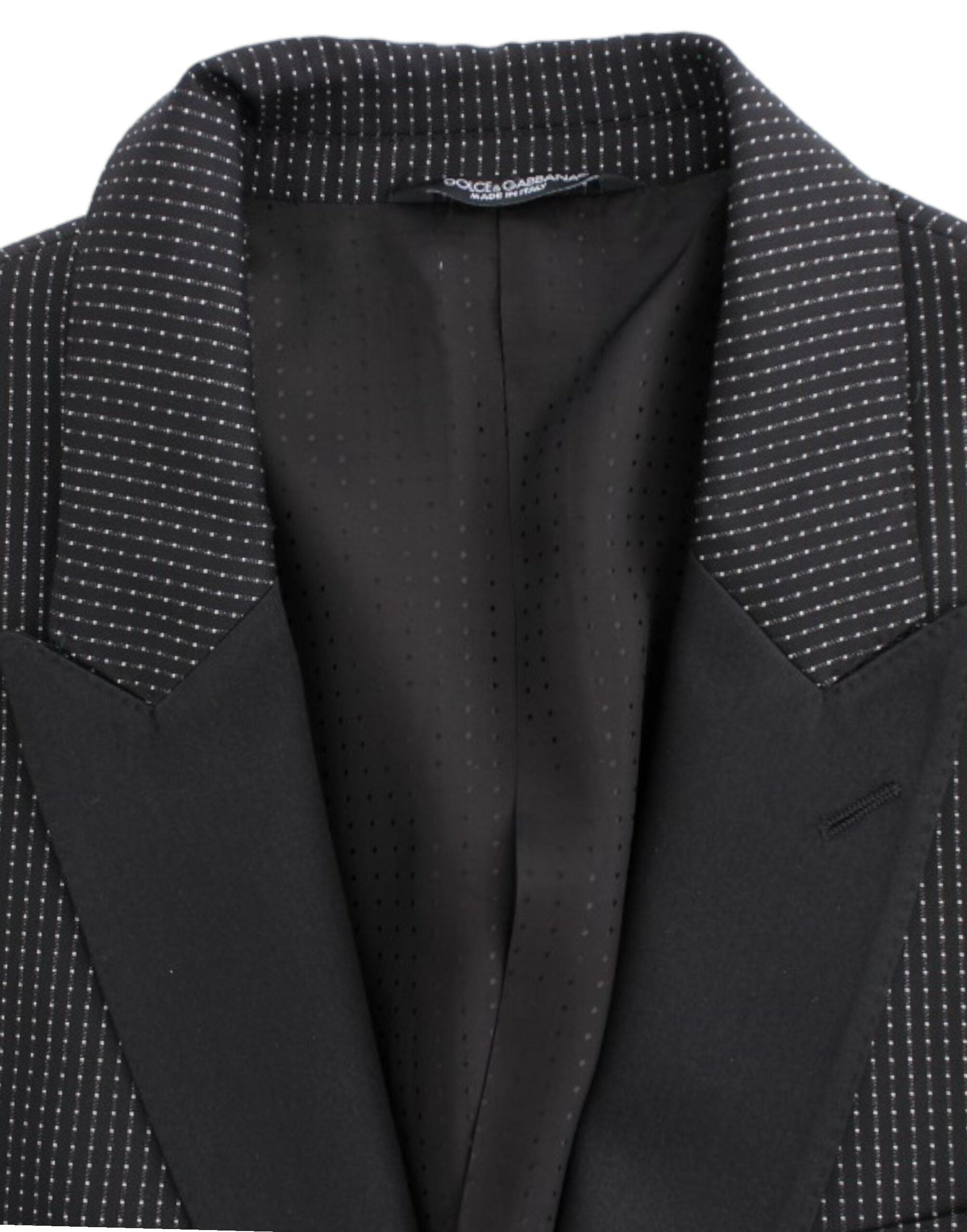 Dolce & Gabbana Eleganter schwarzer gepunkteter Blazer in schmaler Passform