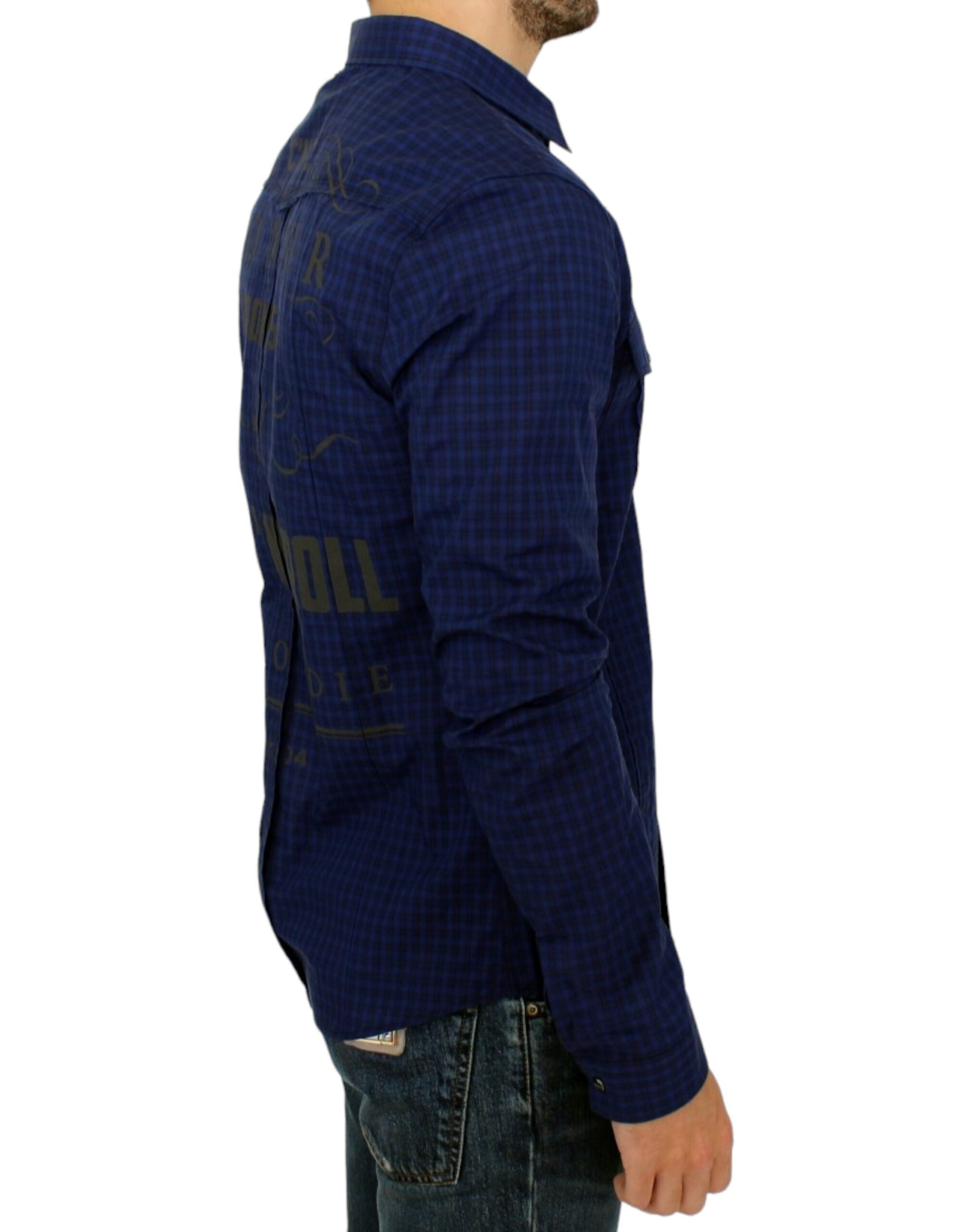 Costume National Chic blue checked cotton casual shirt