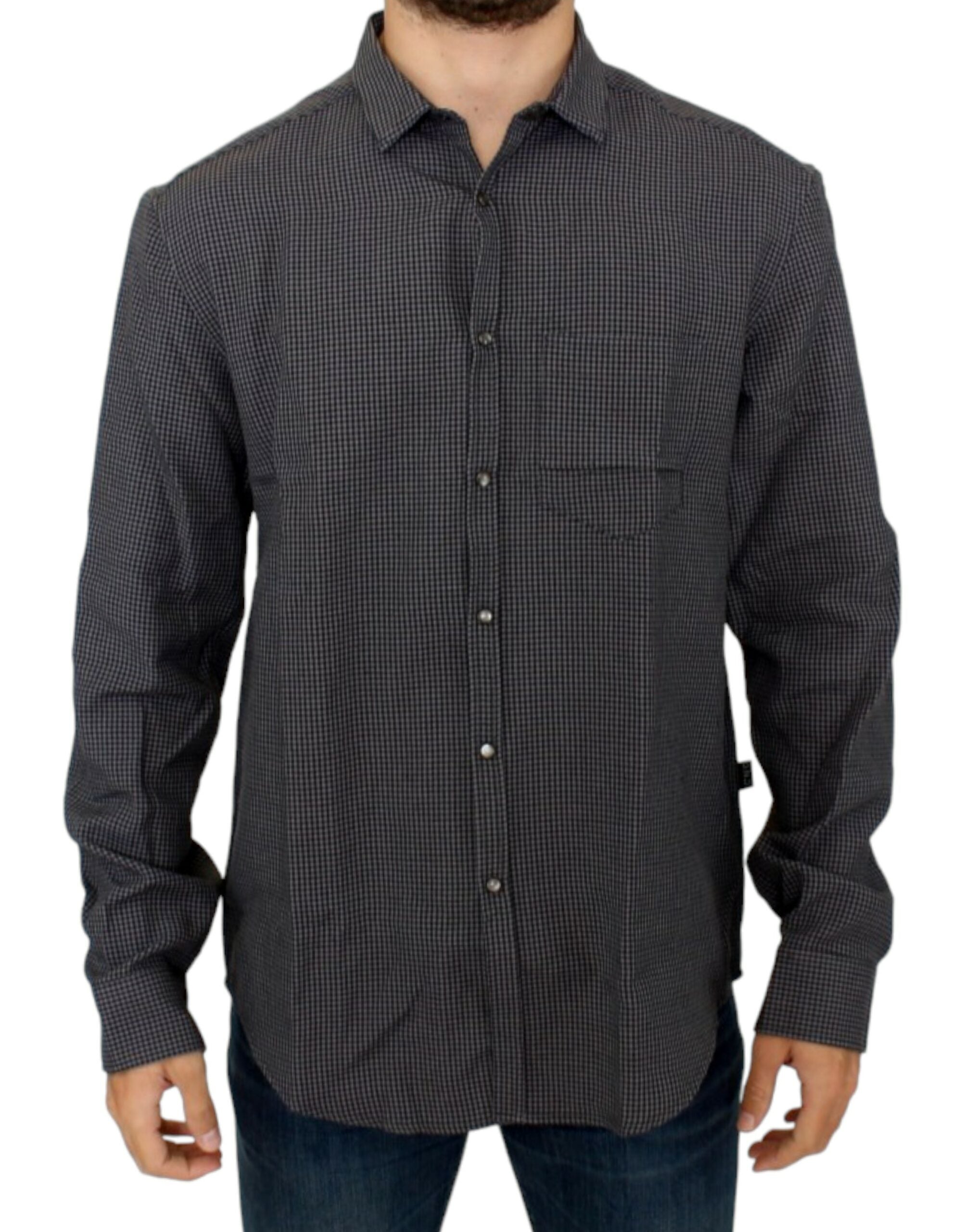 Costume National Chic grey checked linen blend shirt